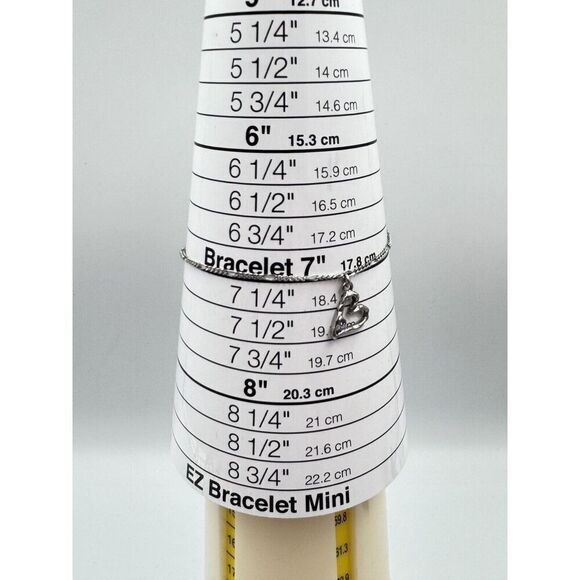 Marc Jacobs Delicate Silver Tone Figaro Heart Charm Rhinestone Love Bracelet - Picture 8 of 9